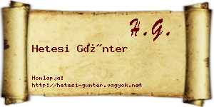 Hetesi Günter névjegykártya